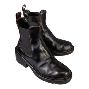 Louis Vuitton Monogram Beaubourg Ankle Boot Black Leather Uniform Women's 38.5/8